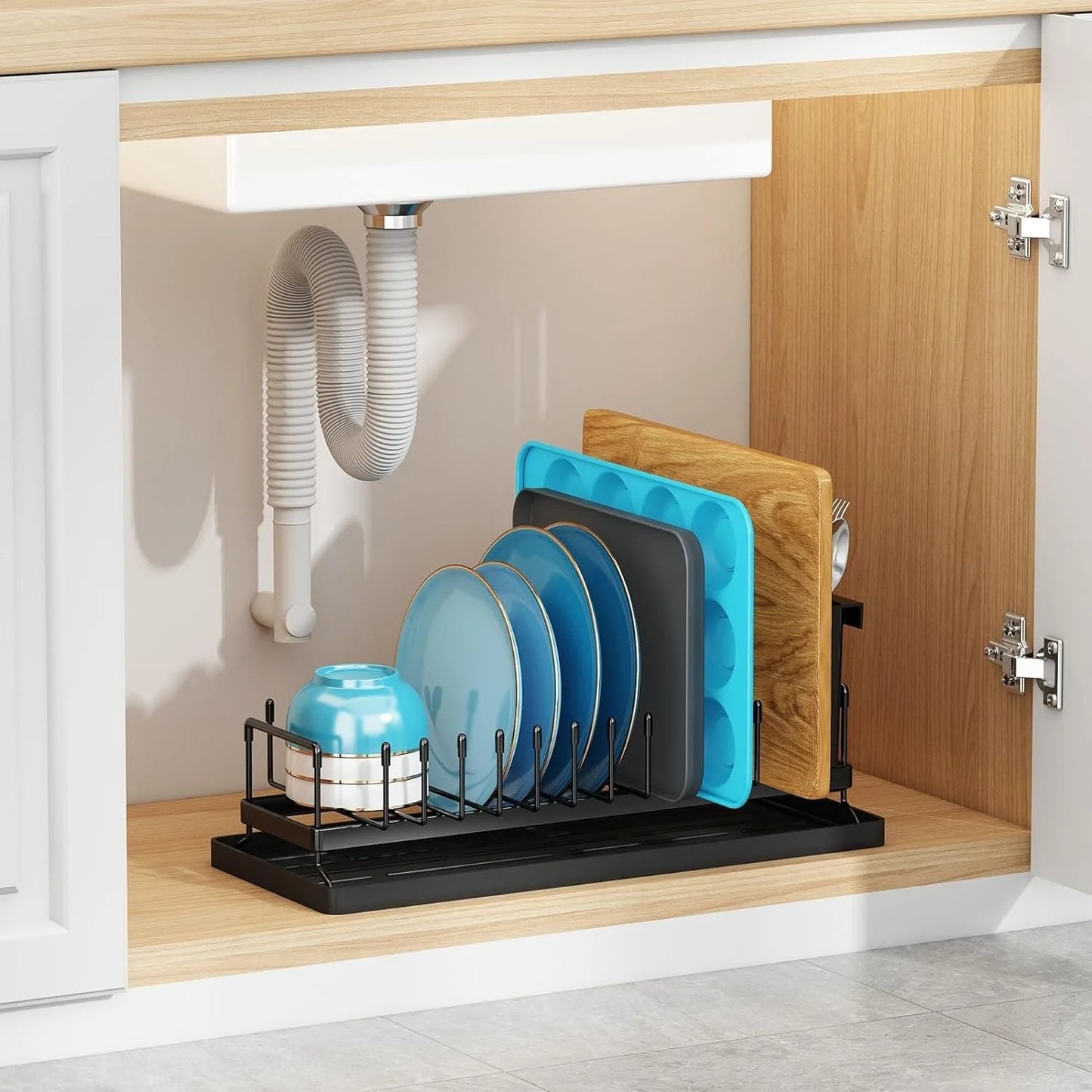 LunaLulinlk Small Dish Drying Rack - Compact Dish Rack for Kitchen Counter with Silicone Dish Drying Mat, Stainless Steel Dish Drainer