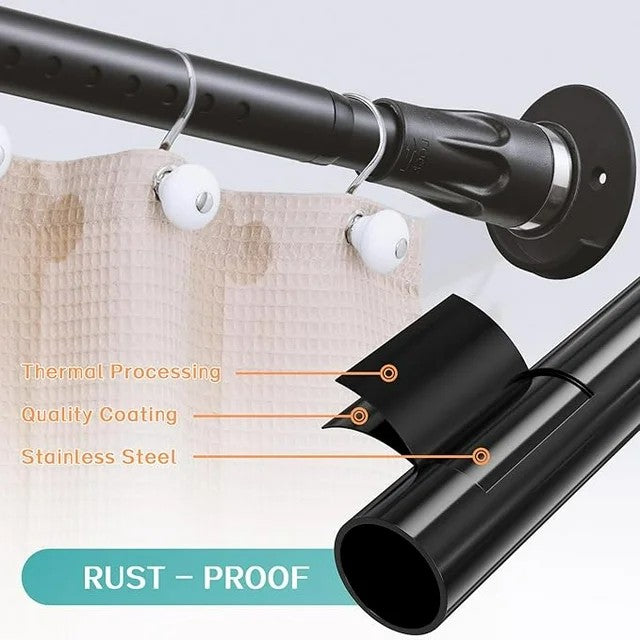 LunaLulinlk Tension Shower Curtain Rod, 42-87 inch Adjustable Shower Curtain Rod No Drilling for Bathroom Closet, Black