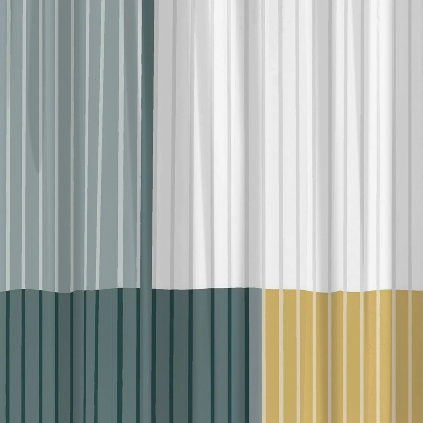 LunaLulinlk Striped 30% recycled PEVA shower curtain and hooks