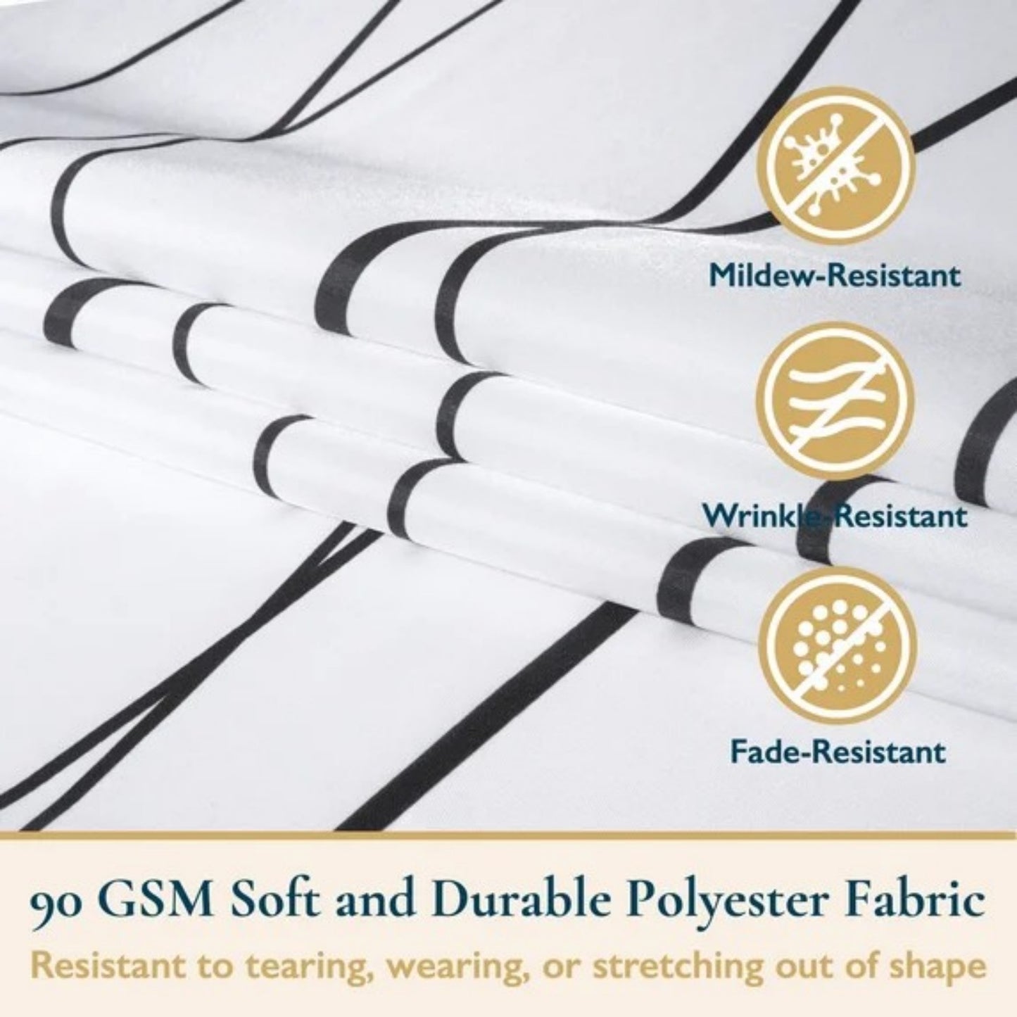 LunaLulinlk Weighted-Hem Fabric Bathroom Curtain