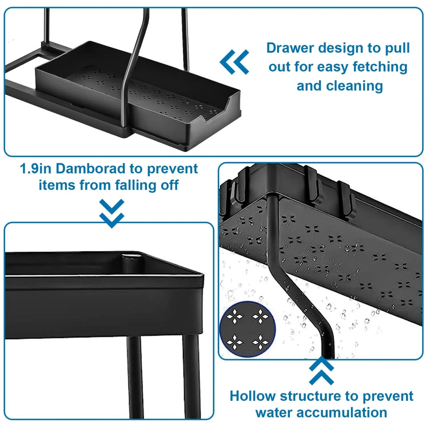 LunaLulinlk Under Sink Organizer, L-Shaped Sliding Cabinet Organizer