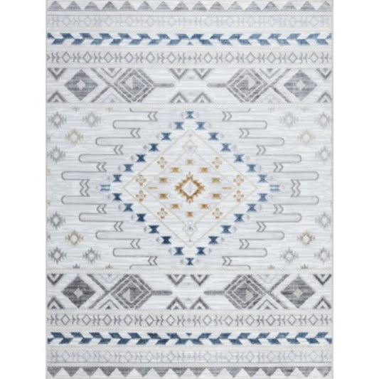 LunaLulinlk White Medallion Patterns and Southwest Soul Multi 5 ft. 3 in. x 7 ft. Area Rug