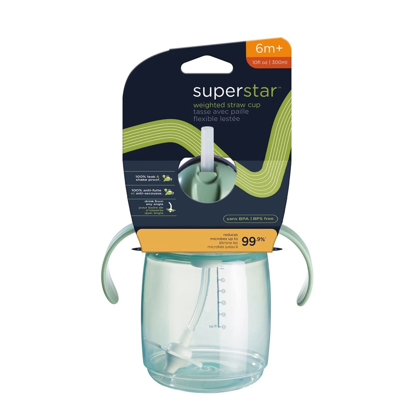LunaLulinlk Weighted Straw Cup for Toddlers, 6 Months Plus, 10oz, Leak and Shake-Proof, Antimicrobial Technology