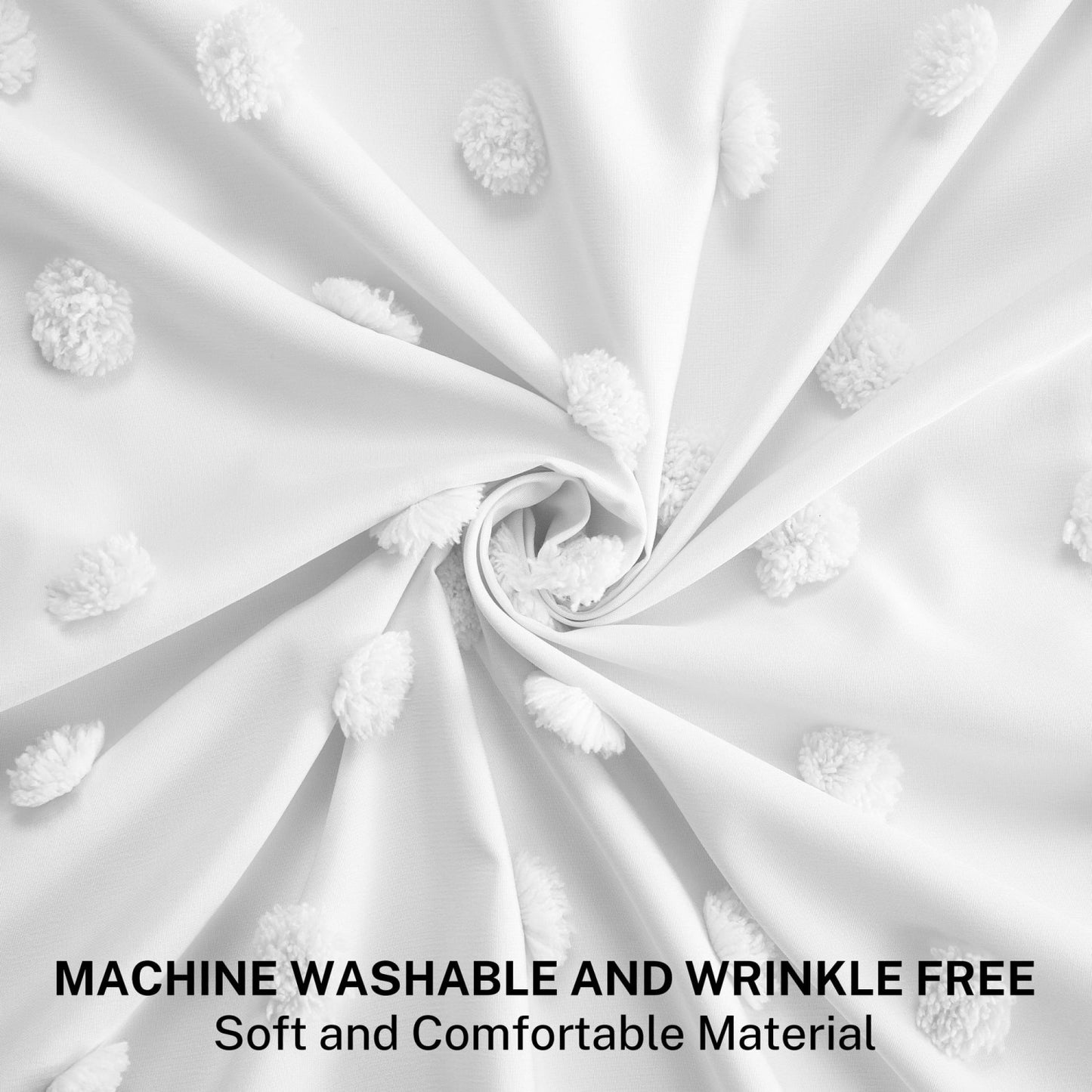 LunaLulinlk White Boho Shower Curtains, Heavy-Duty Mold/Mildew-Resistant