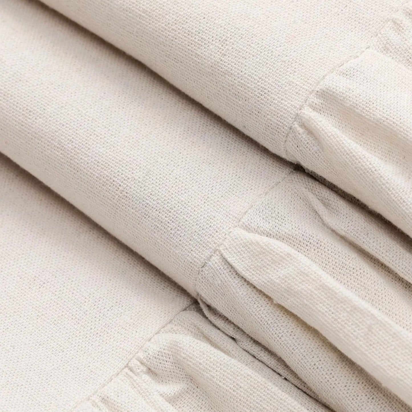 LunaLulinlk Shower Curtain with A Ruffle Hem Beige Linen Shower Curtain