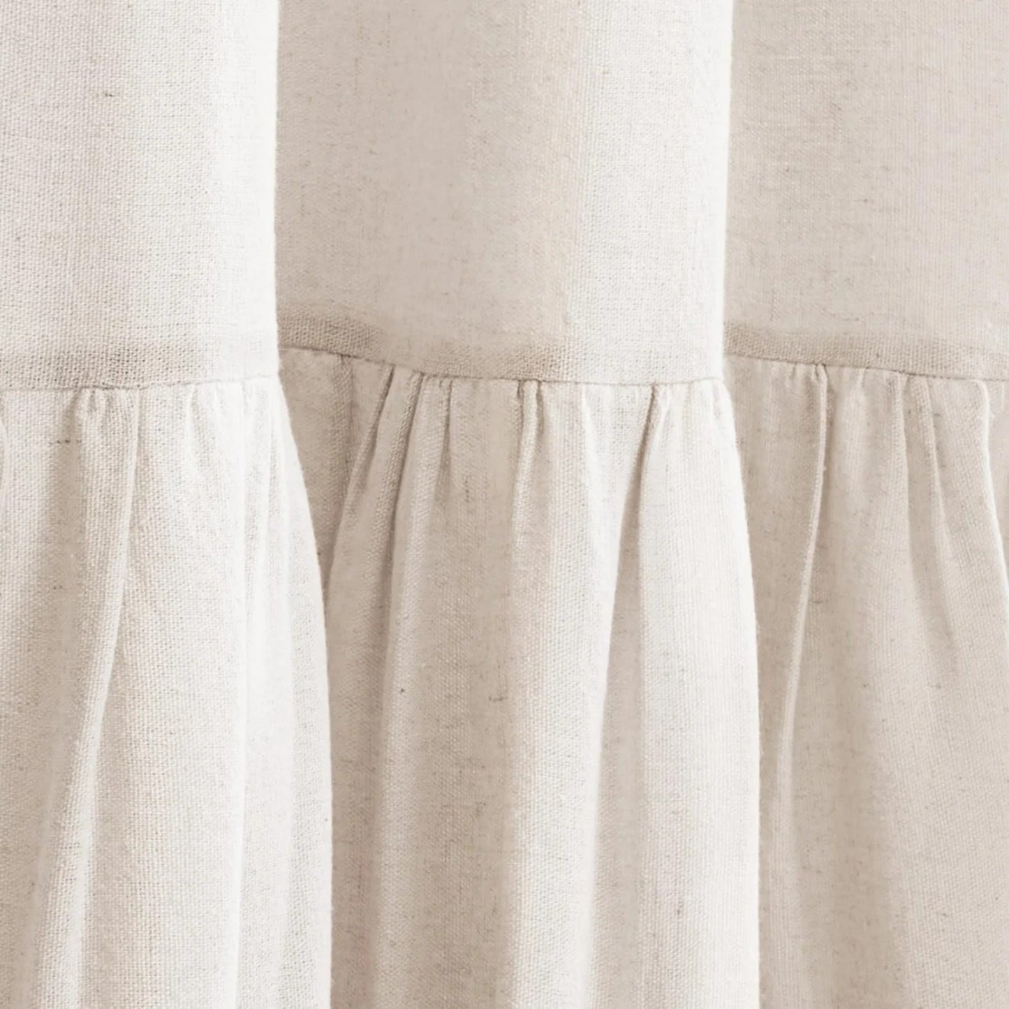 LunaLulinlk Shower Curtain with A Ruffle Hem Beige Linen Shower Curtain
