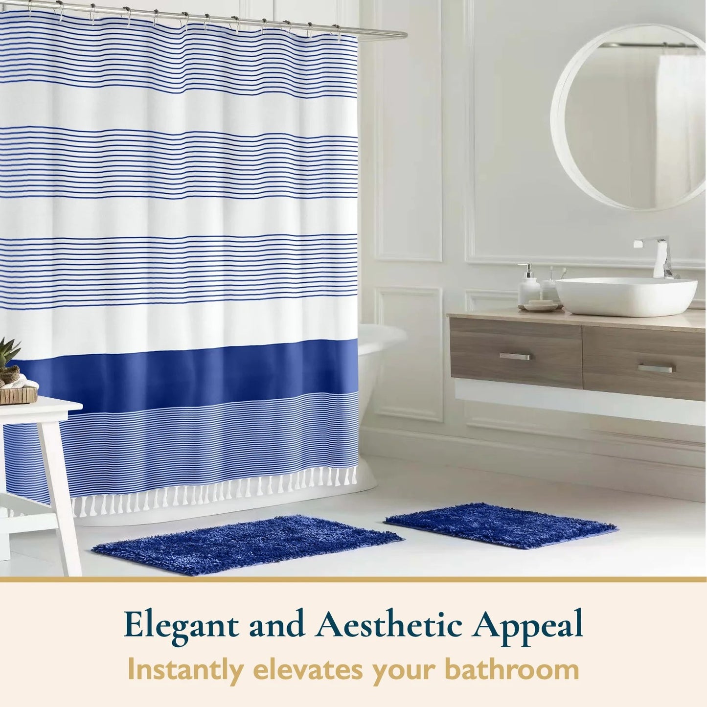 LunaLulinlk Tassel Shower Curtain Set with Hooks