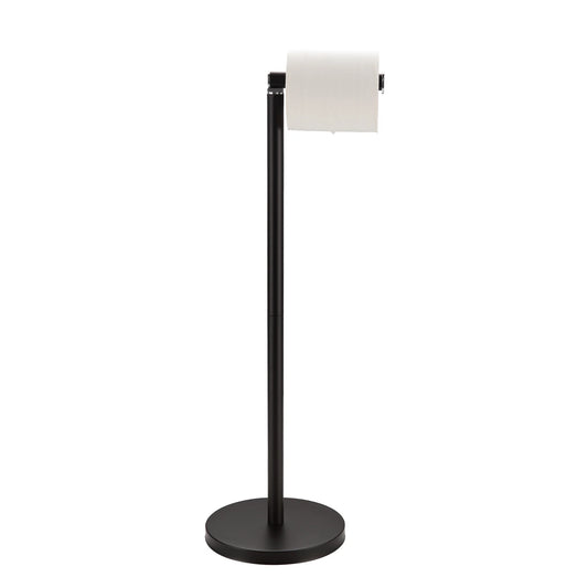 LunaLulinlk Toilet Paper Holder Stand,SUS 304 Stainless Steel Free Standing Toilet Paper Holder with Reserve Function,Black Toilet Paper Holder