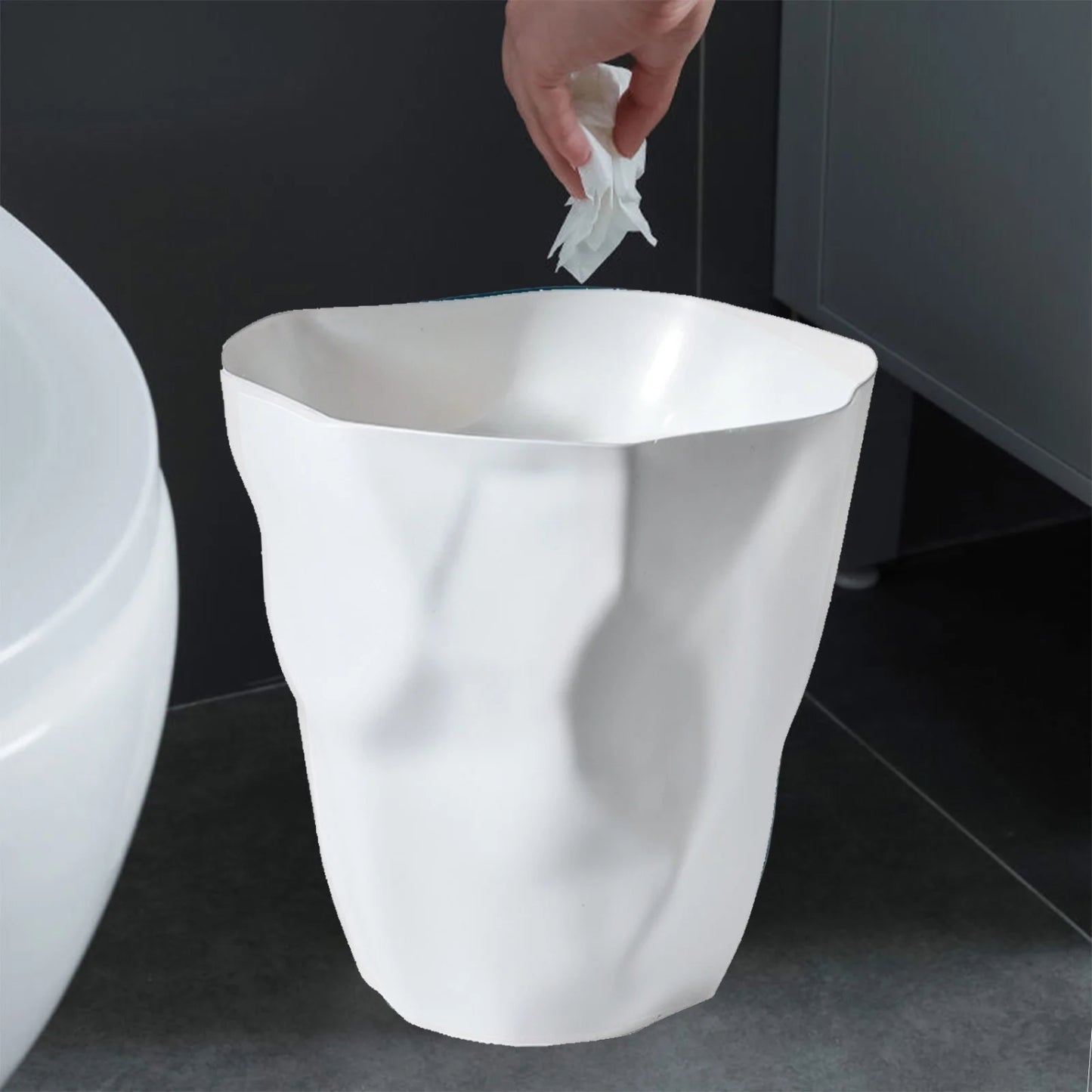 LunaLulinlk White 2.64 Gallon Bathroom Trash Can, Small Trash Can for Kitchen, Bathroom, Office, Bedroom, Living Room Trash Can