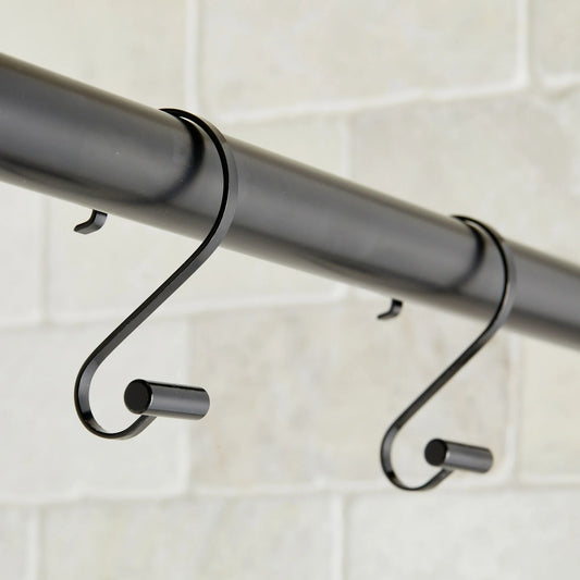 LunaLulinlk S-Shape Rustproof Stainless Steel Shower Hooks with T-Bar Ends, Black, 12