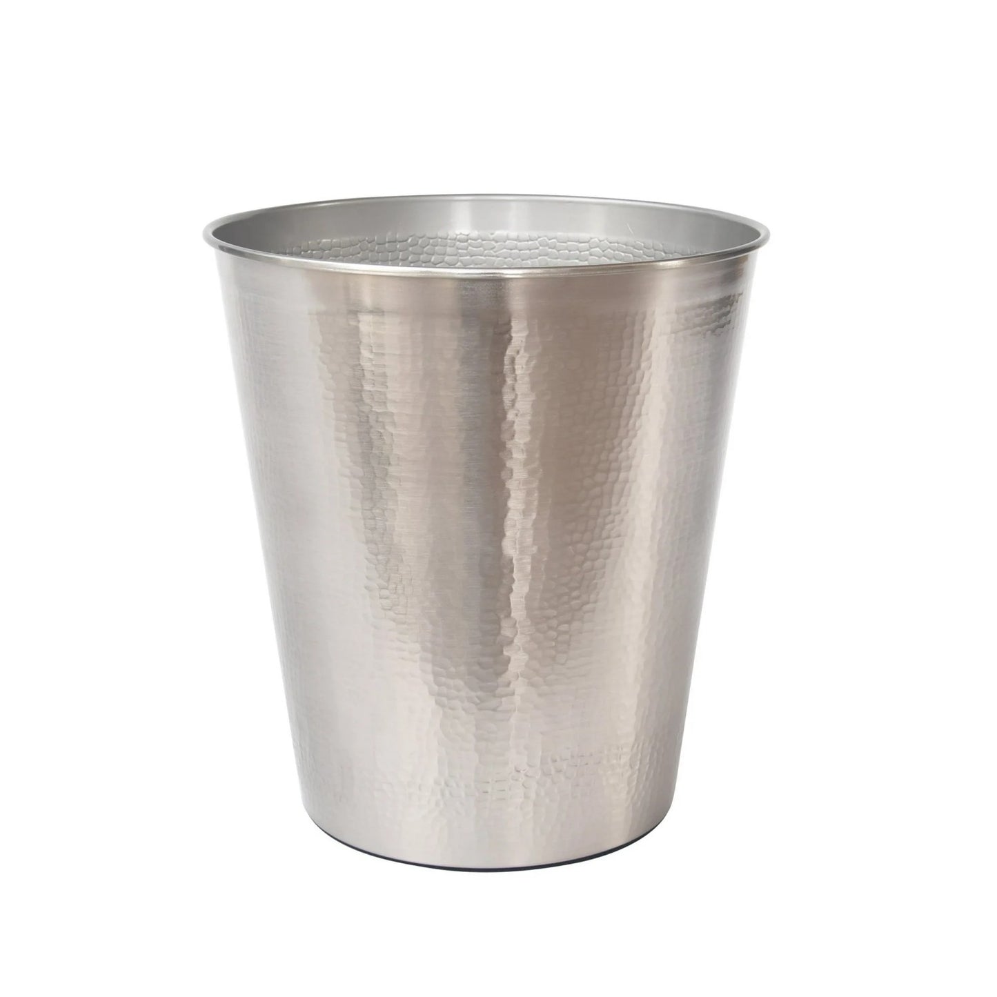 LunaLulinlk Wastebasket, Silver Hammered Finish