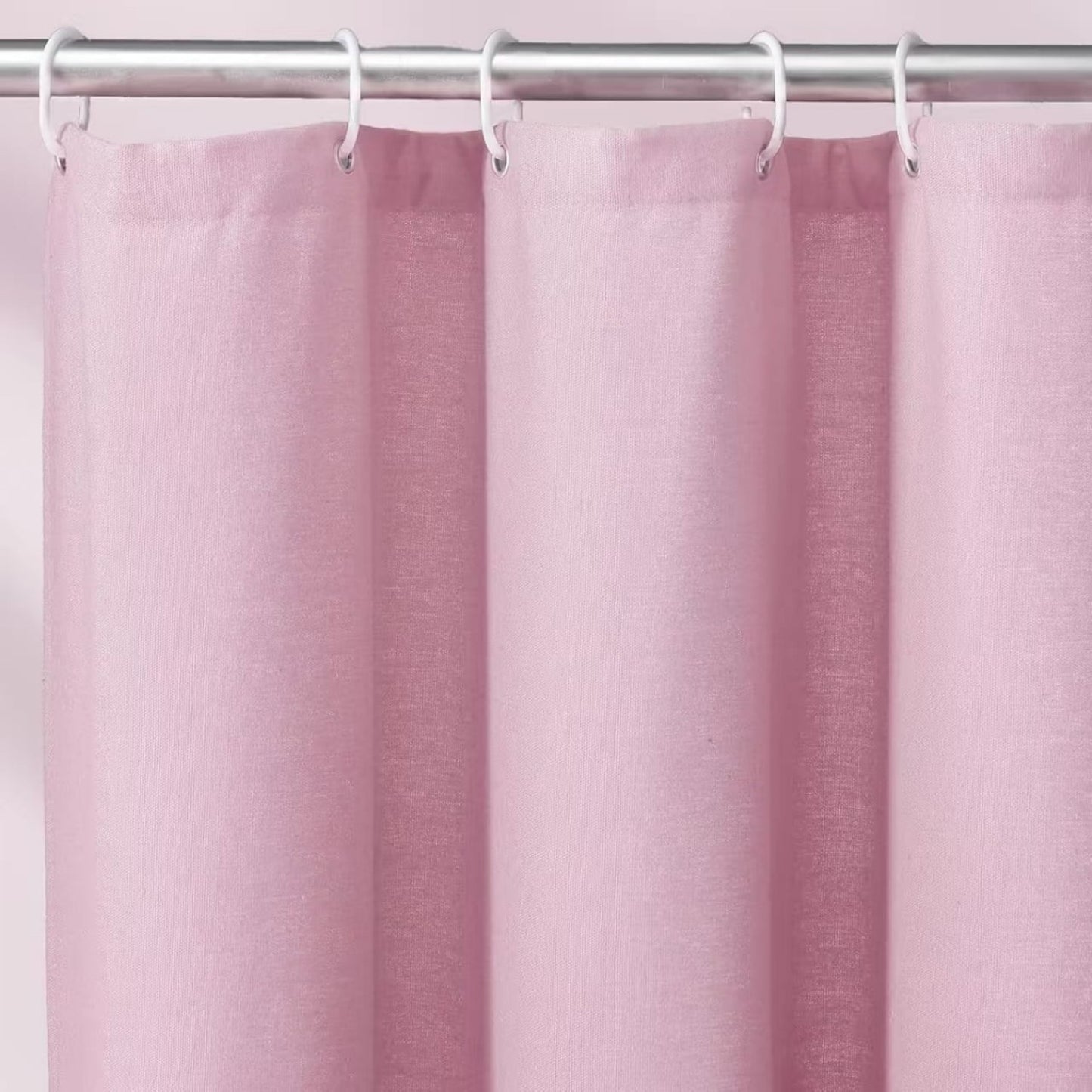 LunaLulinlk Shower Curtain with A Ruffle Hem Pink Boho Linen Shower Curtain