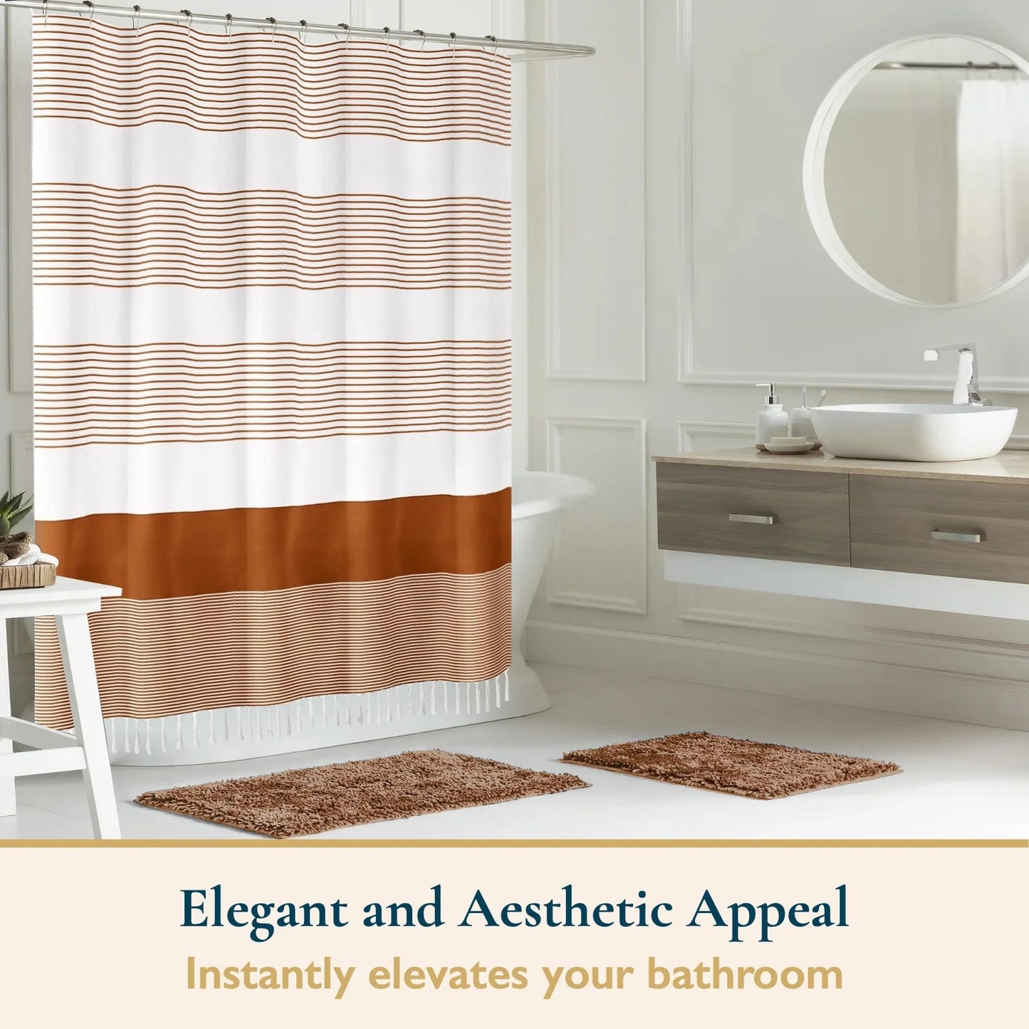 LunaLulinlk Tassel Shower Curtain Set with Hooks