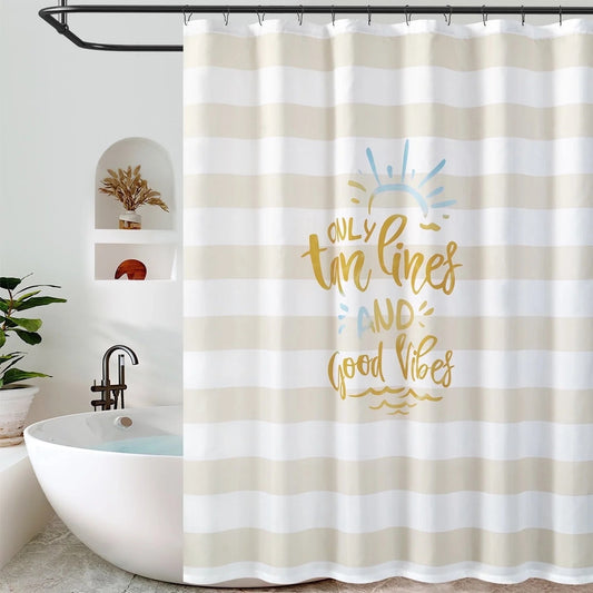 LunaLulinlk Summer Fashion Letter Stripe Home Shower Curtain，Yellow