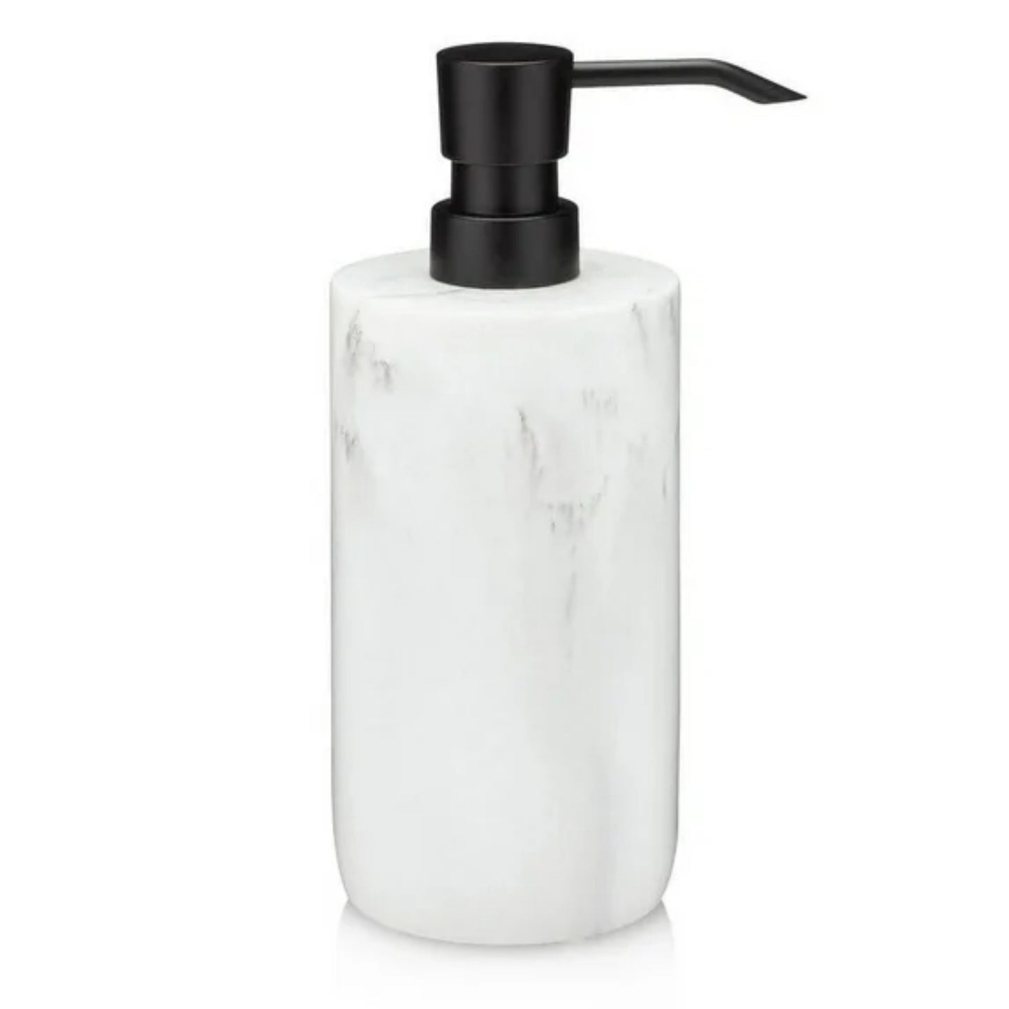 LunaLulinlk White Marble Soap Dispenser with Black Pump, Refillable Liquid Soap Dispenser 16 Oz. Capacity.