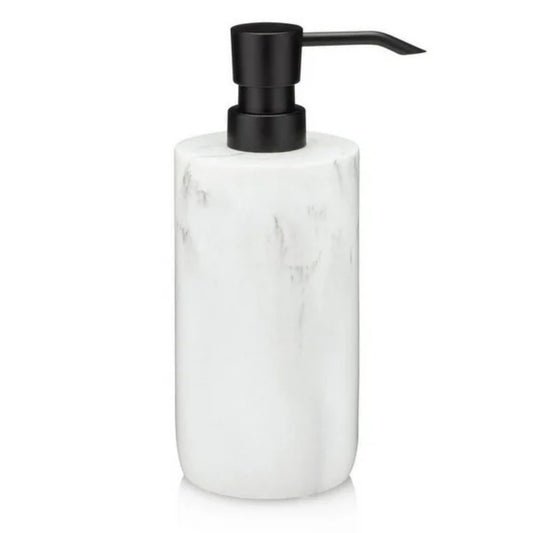LunaLulinlk White Marble Soap Dispenser with Black Pump, Refillable Liquid Soap Dispenser 16 Oz. Capacity.