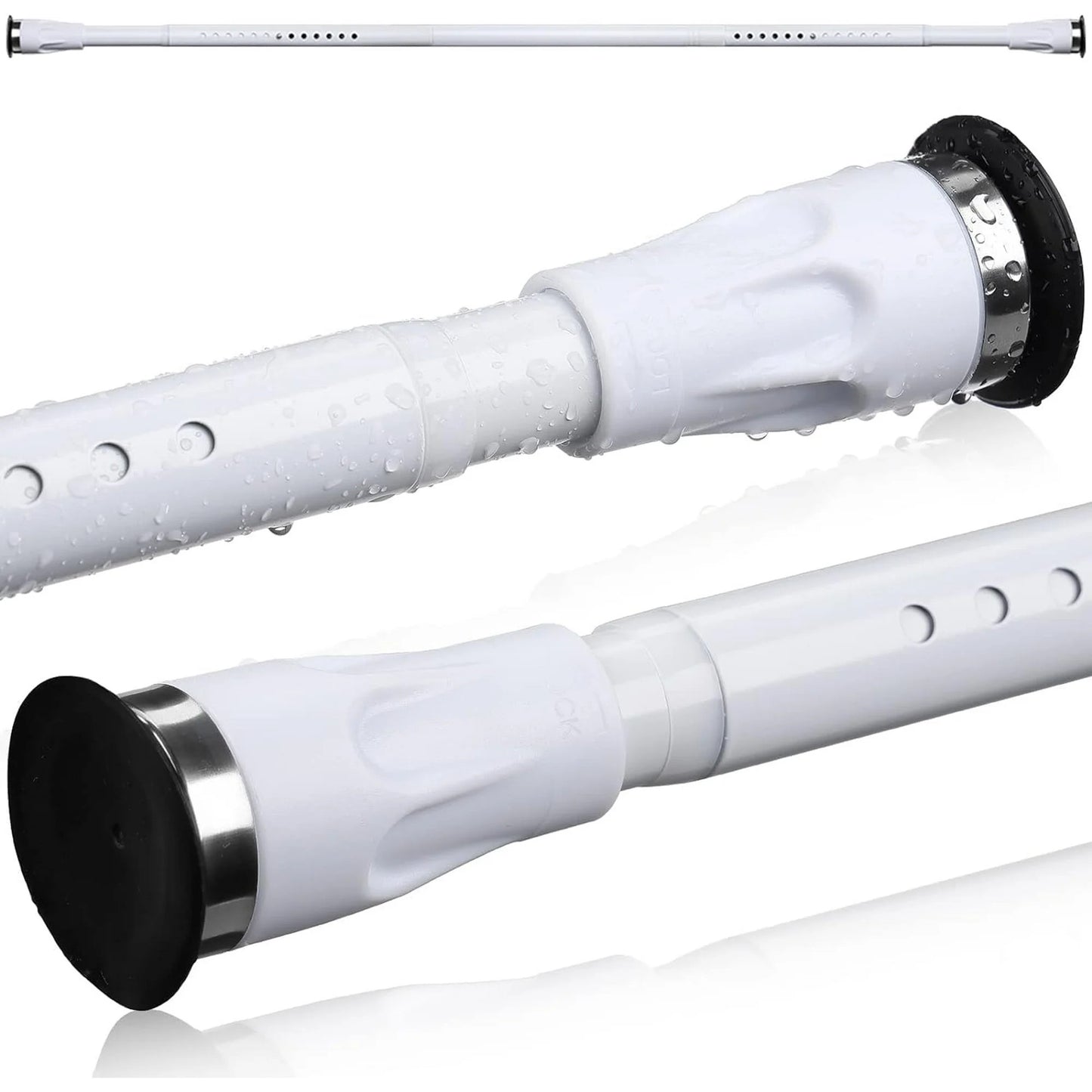 LunaLulinlk Shower Curtain Rod No Dill, Heavy Duty Tension Rod, Adjustable Length 42-60