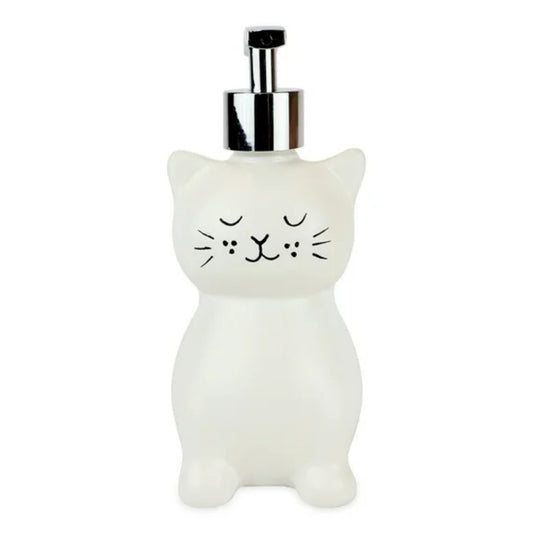 LunaLulinlk White Ceramic Cat Liquid Soap Pump/Lotion Dispenser
