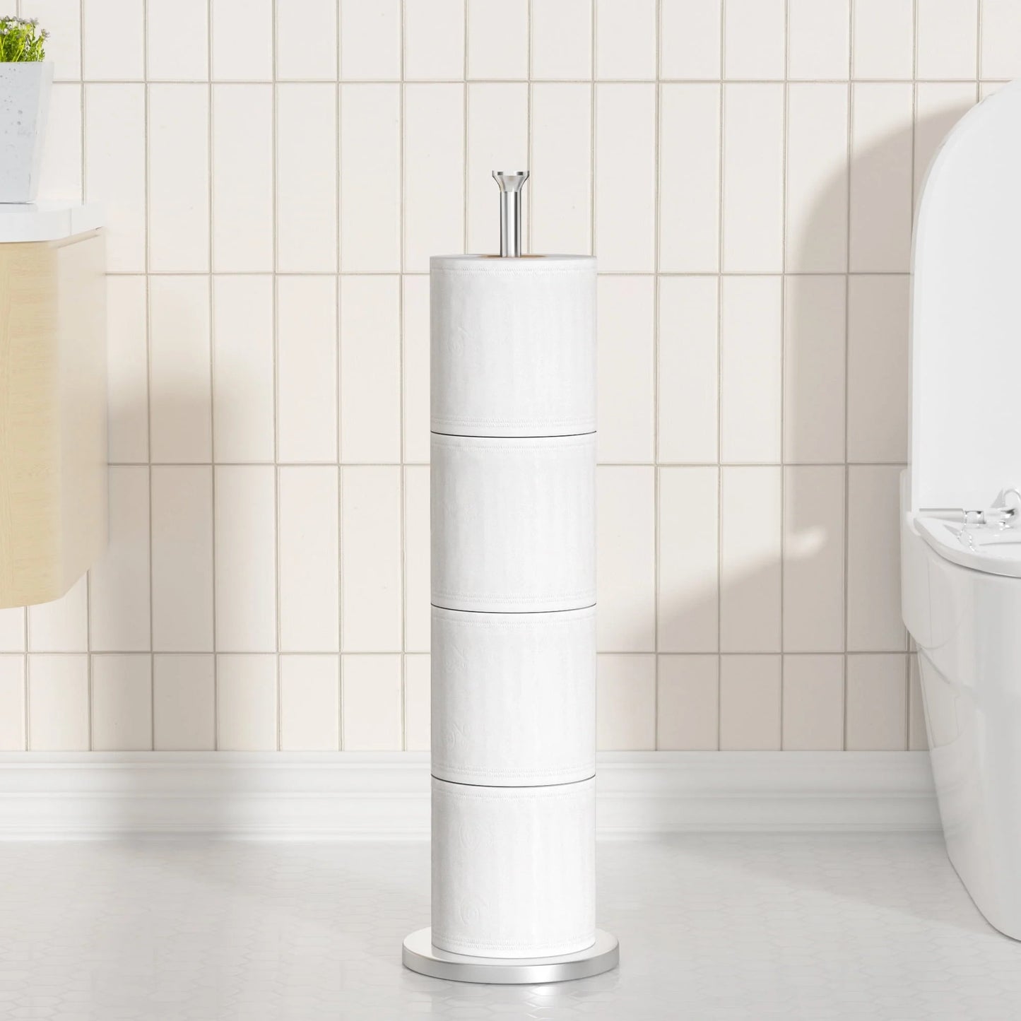 LunaLulinlk Toilet Roll Holder Stand(with Reserve Function), Free-Standing Toilet Paper Storage Holder