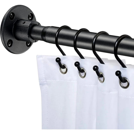 LunaLulinlk Shower Curtain Rod, 29-94 Inches, Adjustable Black Steel Shower Rods for Bathroom
