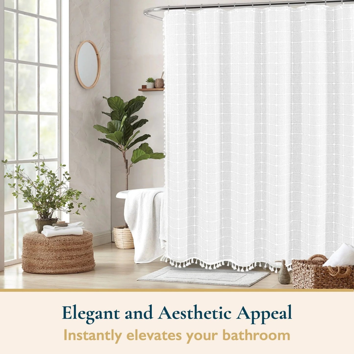 LunaLulinlk Tassel Shower Curtain Set with Hooks