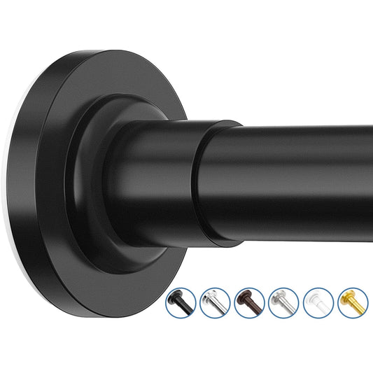 LunaLulinlk Shower Curtain Rod, Adjustable 32-47 inch Spring Tension Curtain Rods for Bathroom, No Drilling Rustproof Non-Slip Stainless Steel Rod, Black