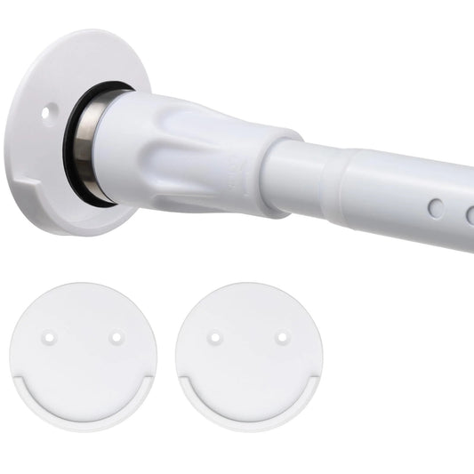 LunaLulinlk Shower Curtain Rod With Holders, 42 to 60 inch Tension Shower Curtain Rod No Drilling Adjustable White Shower Rods
