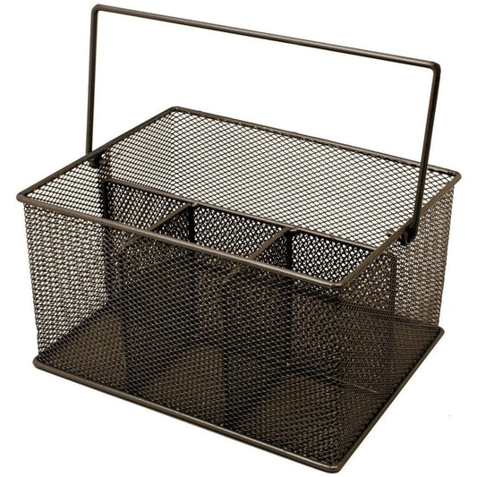 LunaLulinlk Steel Mesh Storage Organizer Caddy for Silverware, Napkins, Condiments, and more - (Brown)