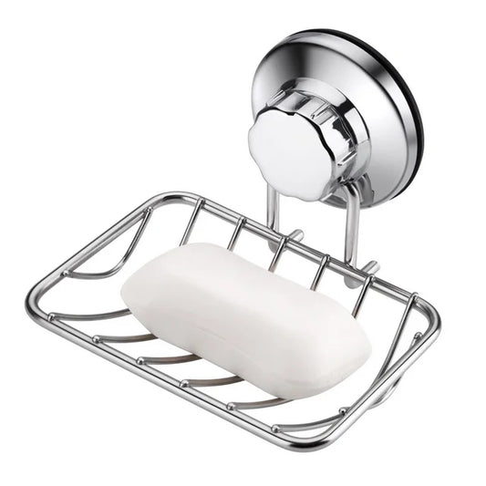 "Super Powerful Vacuum Suction Cup Shower Soap Dish - Strong Rustproof Stainless Steel Soap Saver Sponge Holder for Bathroom & Kitchen Sink "
