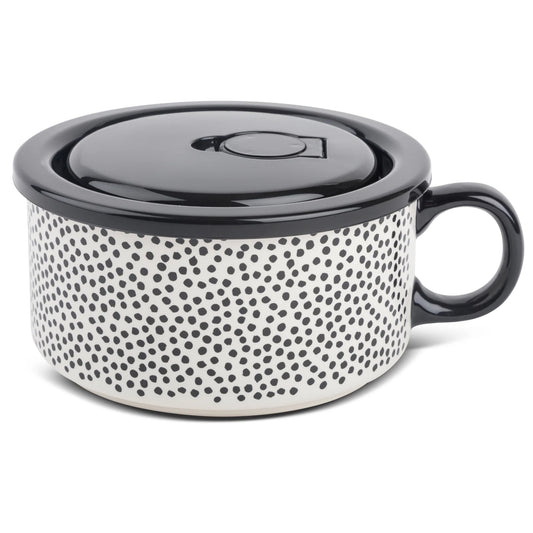 LunaLulinlk Stoneware 23oz Dot Soup Mug, With Lid