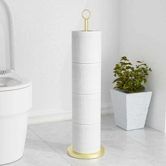 LunaLulinlk Toilet Paper Holder Stand(with Reserve Function), Free-Standing Spare Rolls Storage Holder, Stainless Steel