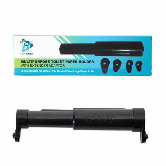 LunaLulinlk Toilet Paper Holder with Extender Adaptor, Fit Double Rolls and Triple Rolls, Multipurpose Toilet Paper Holder , Black