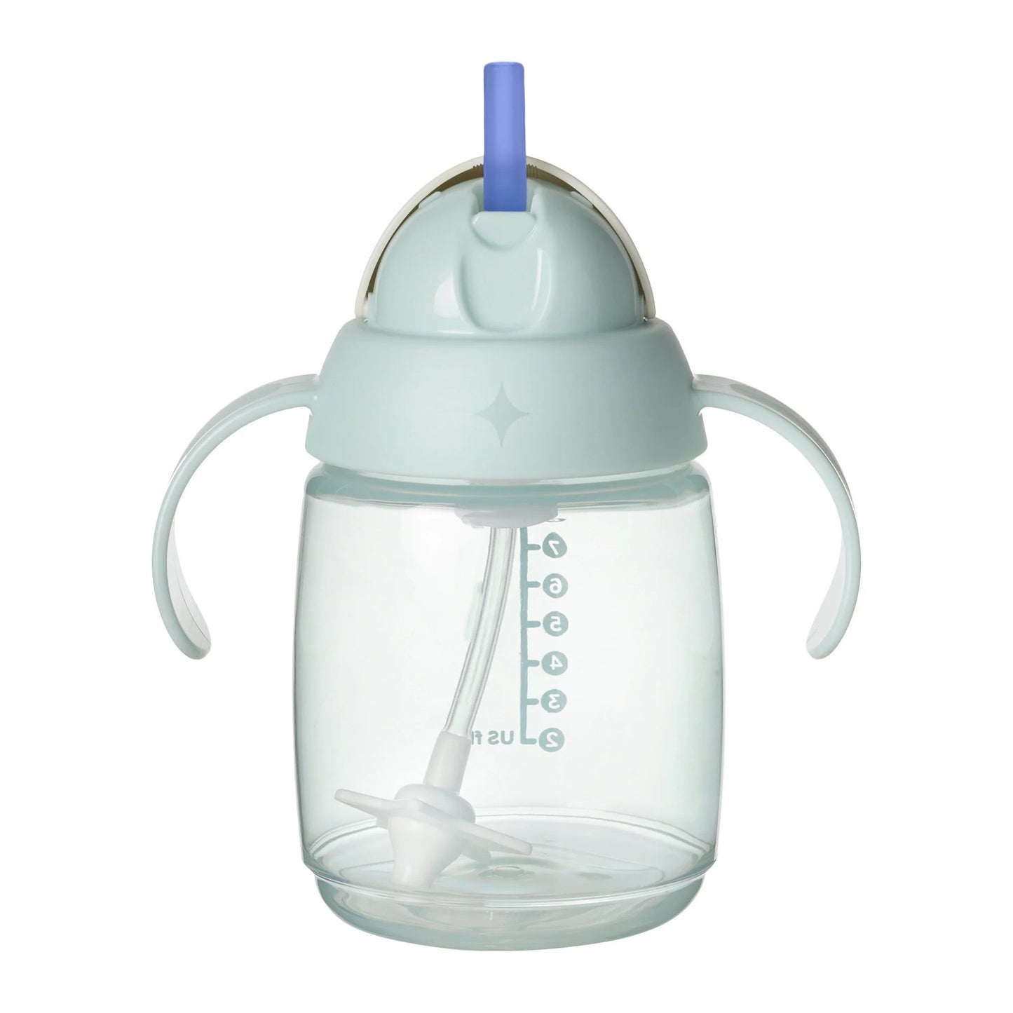 LunaLulinlk Weighted Straw Cup, 10oz, 6 Months+, Easy Transition Toddler Cup, Silicone Weighted Straw and Easy-hold Handles, Mint, 1 Count
