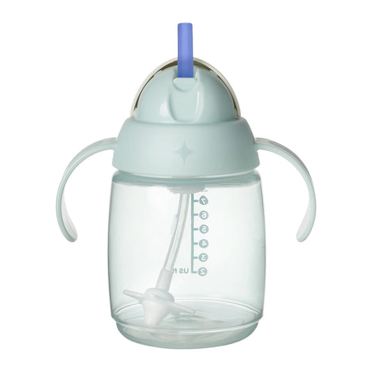 LunaLulinlk Weighted Straw Cup, 10oz, 6 Months+, Easy Transition Toddler Cup, Silicone Weighted Straw and Easy-hold Handles, Mint, 1 Count