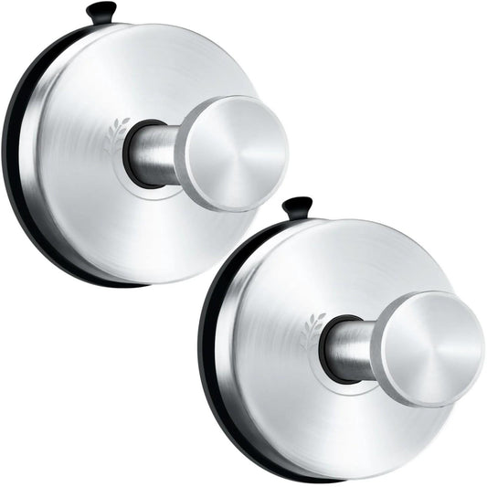 LunaLulinlk Vacuum Metal Suction Cup Hooks Stainless Steel Shower Holder Hanger for Bathroom(Silver 2pcs)
