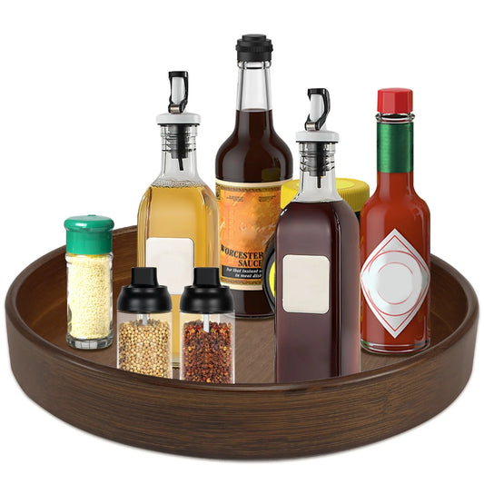 LunaLulinlk Wood Lazy Susan Organizer Round Turntable Rotatable, Practical Kitchen Turntable Organizer for Centerpiece Table Spices Pantry