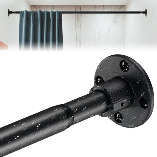 LunaLulinlk Shower Curtain Rod, Adjustable Shower Curtain Rods 29-78'', Heavy Duty Black Shower Rods for Bathroom, Closet, Windows