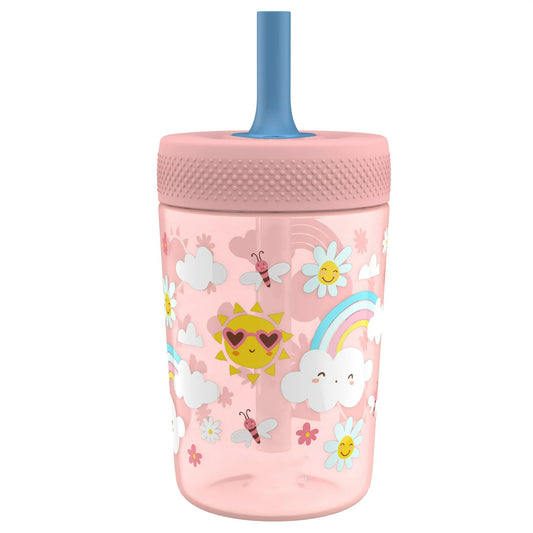 LunaLulinlk Tumbler, Soft Straw Tumbler for Toddlers, 12oz, Leak-Proof, Easy to Hold, Sunshine and Rainbows
