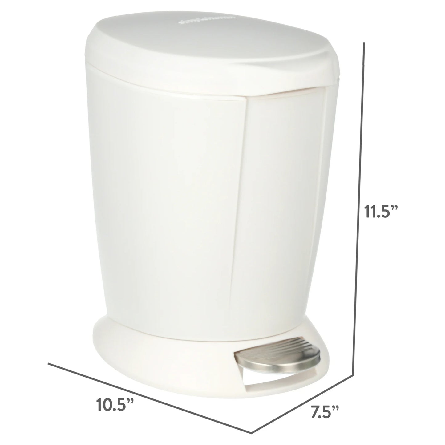 LunaLulinlk White 6L/1.6Gallon Plastic Compact Round Bathroom Step Trash Can