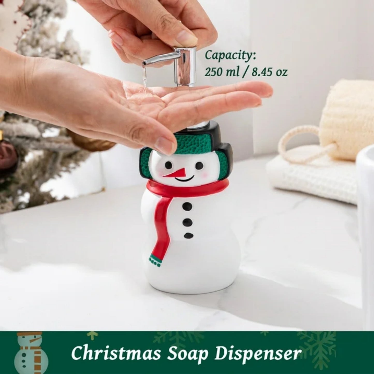 LunaLulinlk Siaomo Christmas Soap Dispenser,Resin Snowman Soap Dispenser with Lotion Pump,Countertop Soap Dispenser (Snowman)