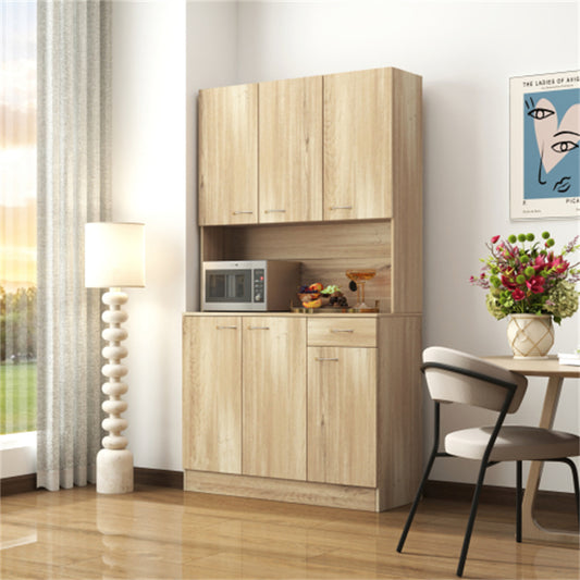 "LunaLulinlk 70.87"" Tall Wardrobe& Kitchen Cabinet, with 6-Doors, 1-Open Shelves and 1-Drawer for bedroom,Rustic Oak  "