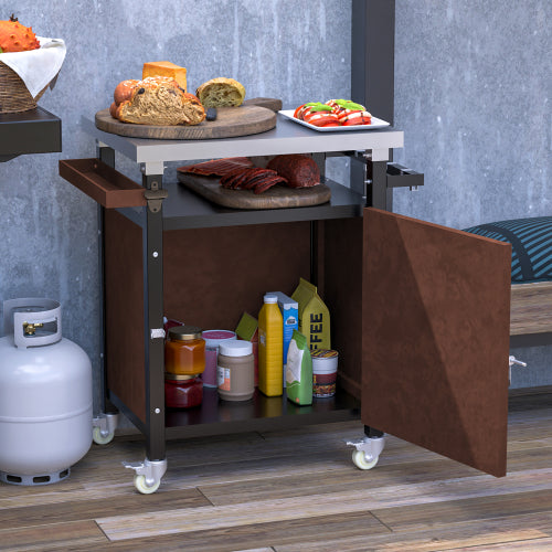 LunaLulinlk Stainless Steel Waterproof Tabletop Outdoor Grill Cart, Portable BBQ Dining Cart