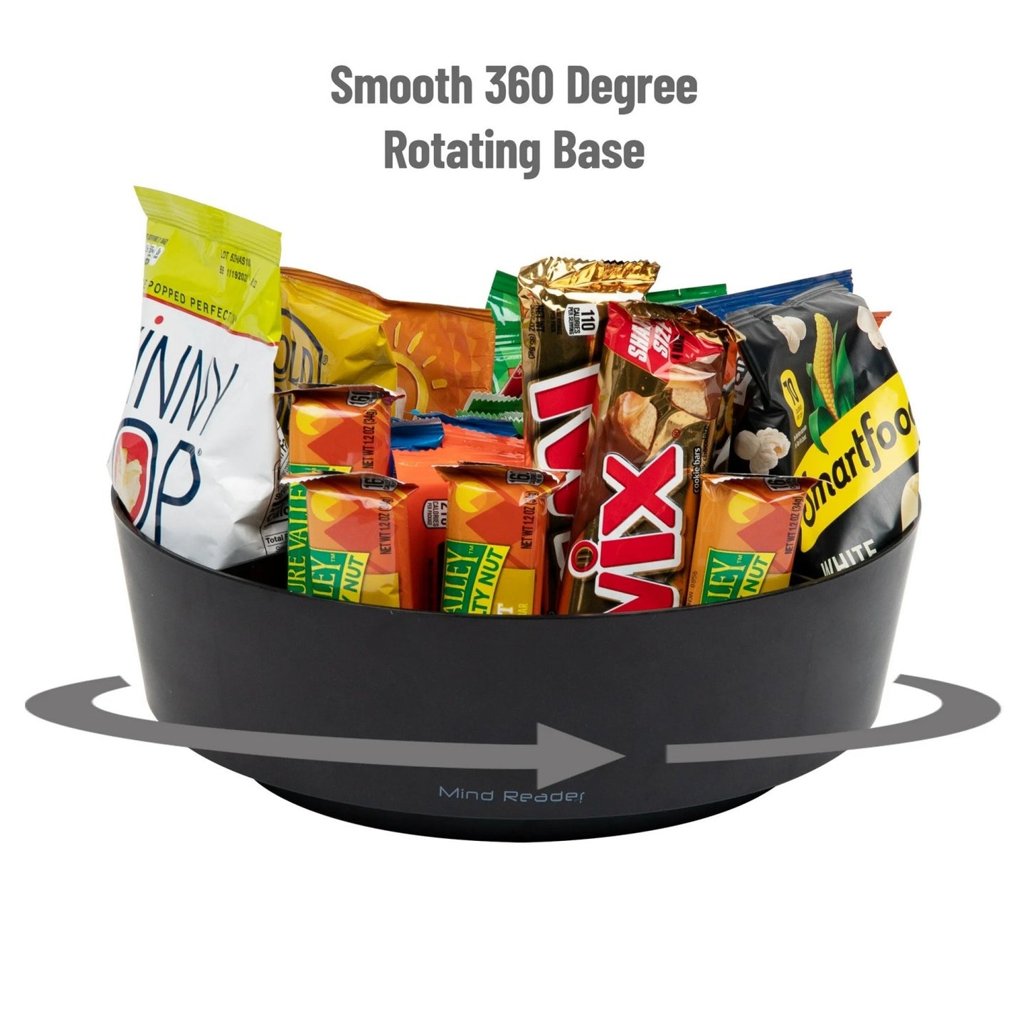 LunaLulinlk Snack Carousel, Countertop Organizer, Snack Tray, 12"L x 12"W x 4"H, Black
