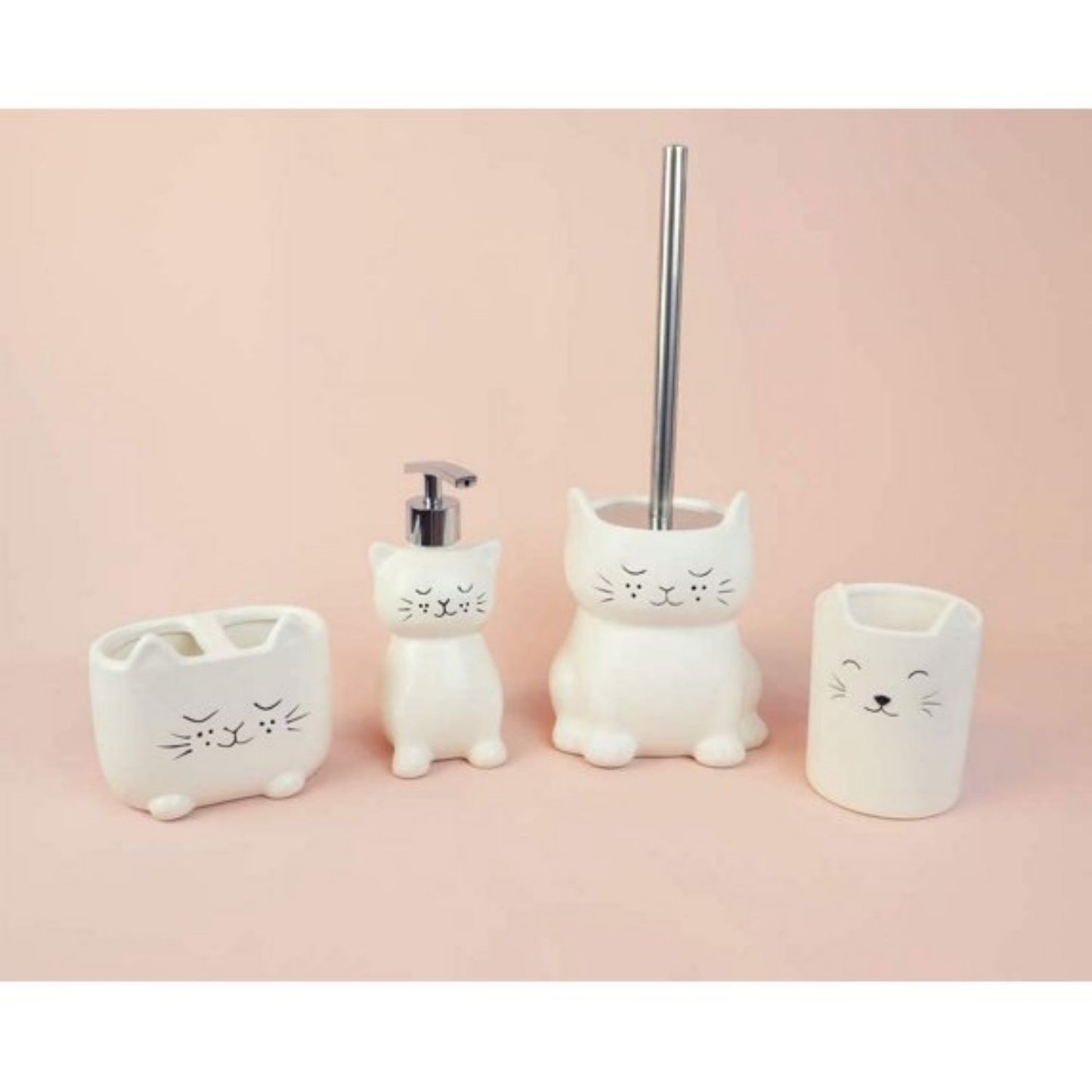 LunaLulinlk White Ceramic Cat Liquid Soap Pump/Lotion Dispenser