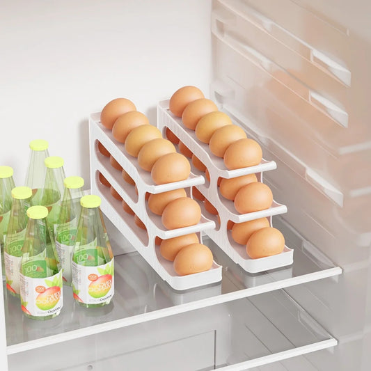 LunaLulinlk Space Saving Egg Holder for Refrigerator, Holds up to 18 Eggs, Plastic, White