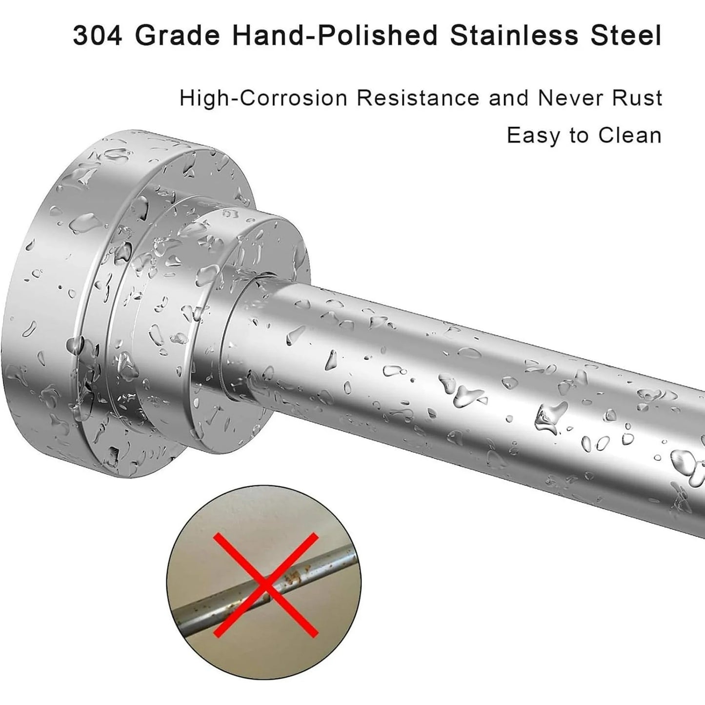 LunaLulinlk Shower Curtain Rod extendable(23-114Inch), Splice mounting design, Non-Slip, Never Rust, Tension Curtain Rod