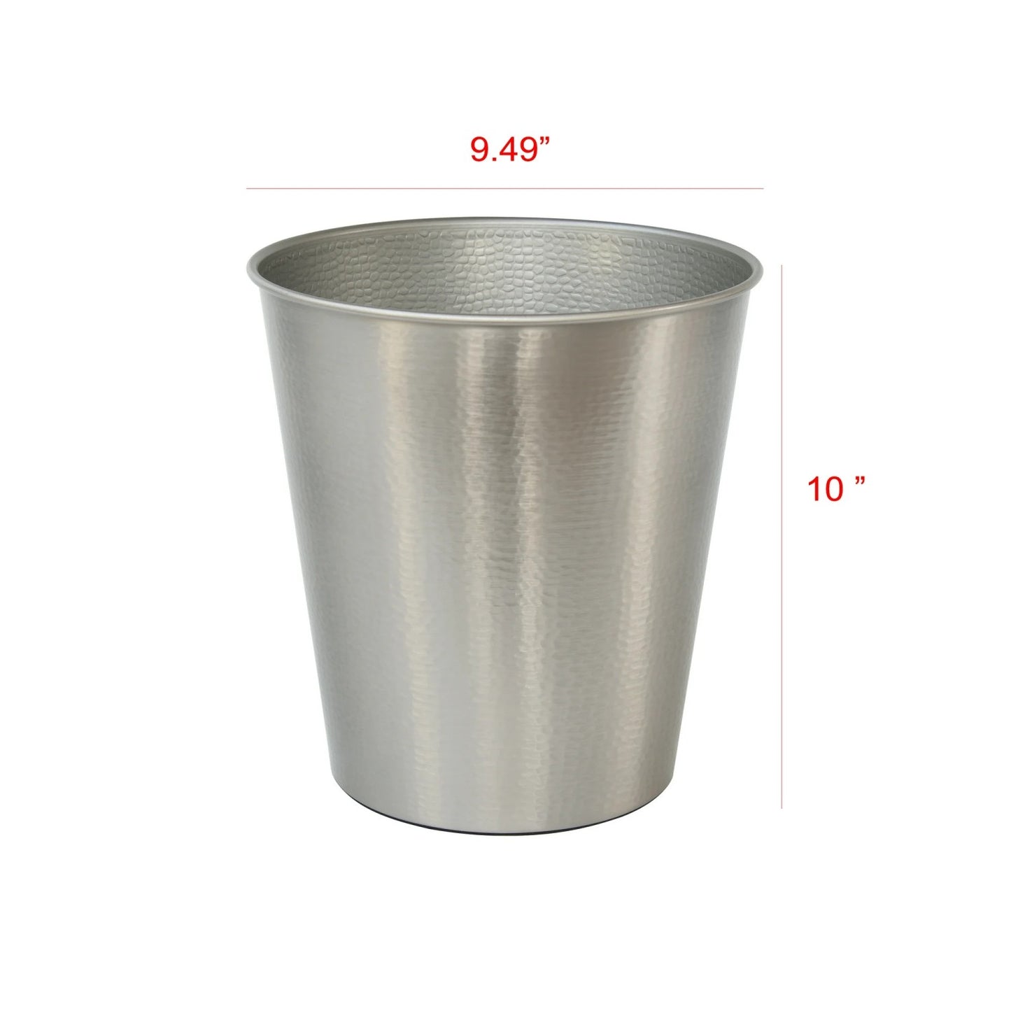LunaLulinlk Wastebasket, Silver Hammered Finish