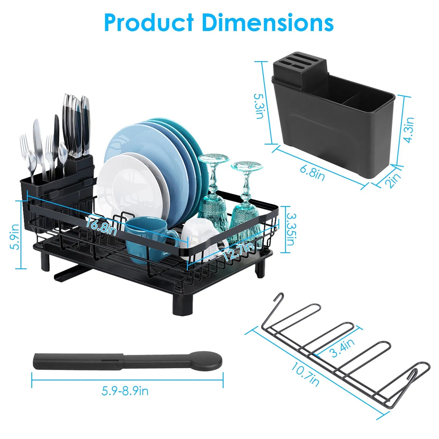 LunaLulinlk Tableware Drain Rack, Countertop Storage Rack