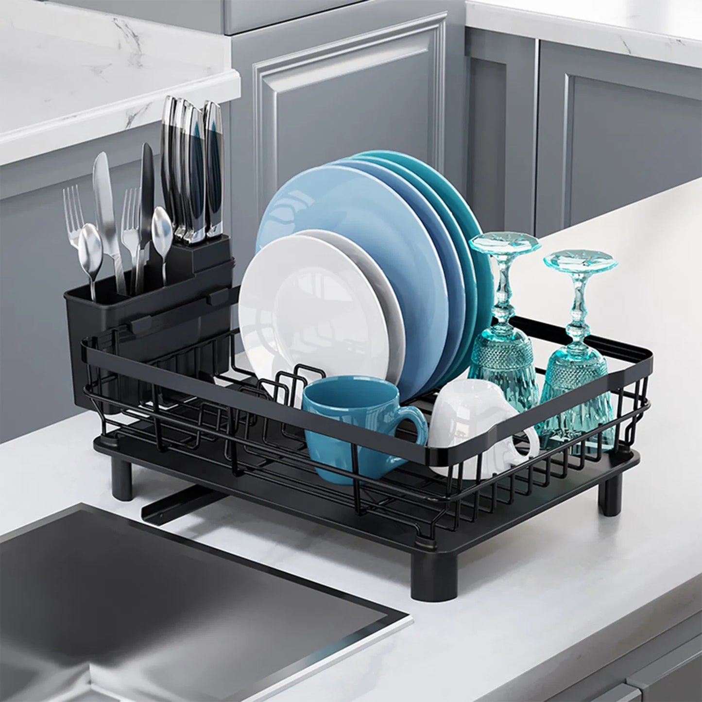 LunaLulinlk Tableware Drain Rack, Countertop Storage Rack