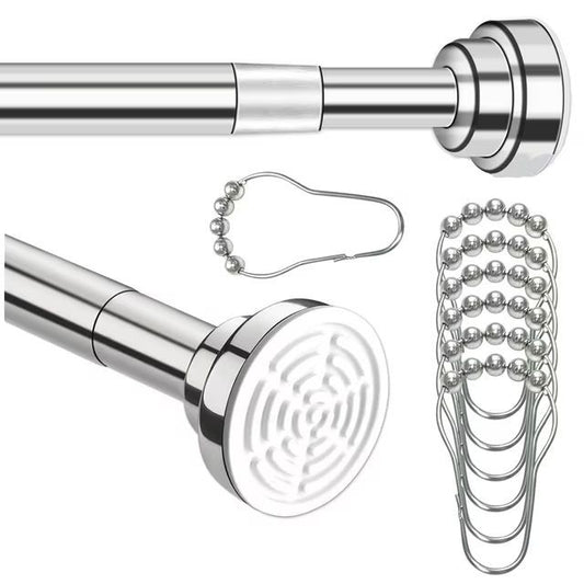 LunaLulinlk Shower Curtain Rod, 32-84(2.6-7ft) Inches with 12Pcs Shower Curtain Rings Adjustable Spring Tension Rod
